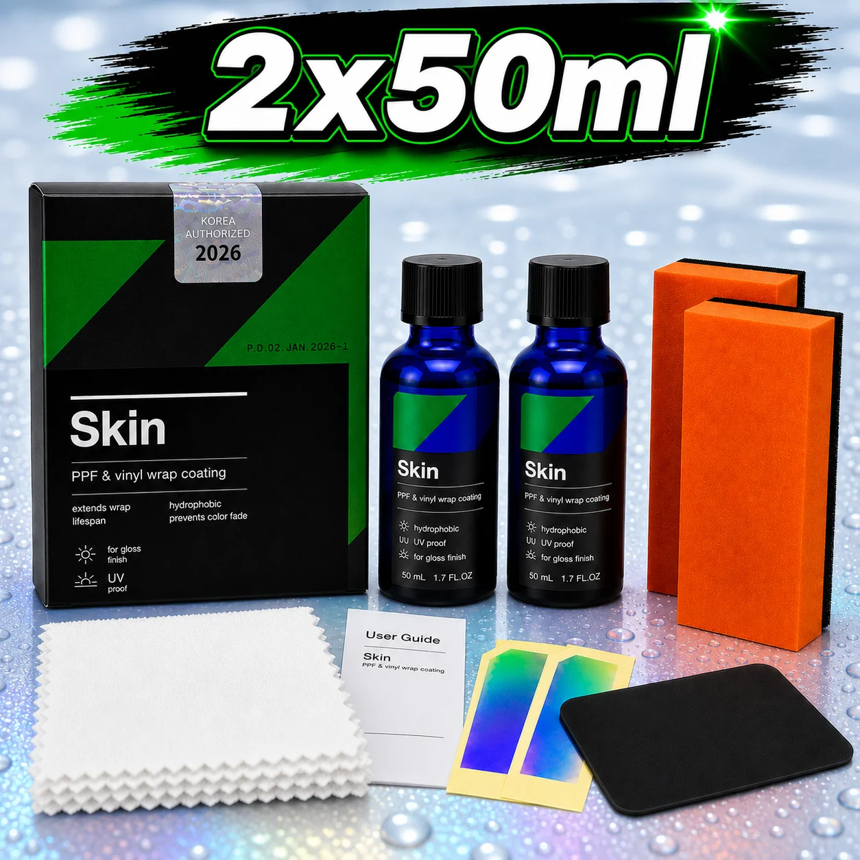 CQUARTZ Skin 2* 50Ml PPF & Vinyl Nano-Coat - UV Protection for Wrapped Vehicles with Vinyl Film,UVA & UVB Resistant
