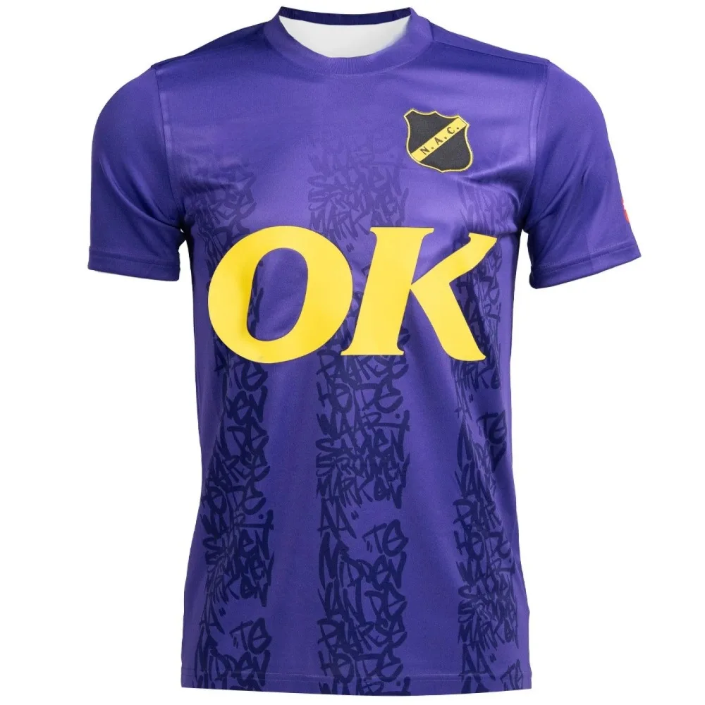 قميص Voetbalshirt Voor Heren En Dames NAC Breda Tshirt Met Korte Mouwen Ok Print Ronde Hals Los Ademend Trainings-تي شيرت #1