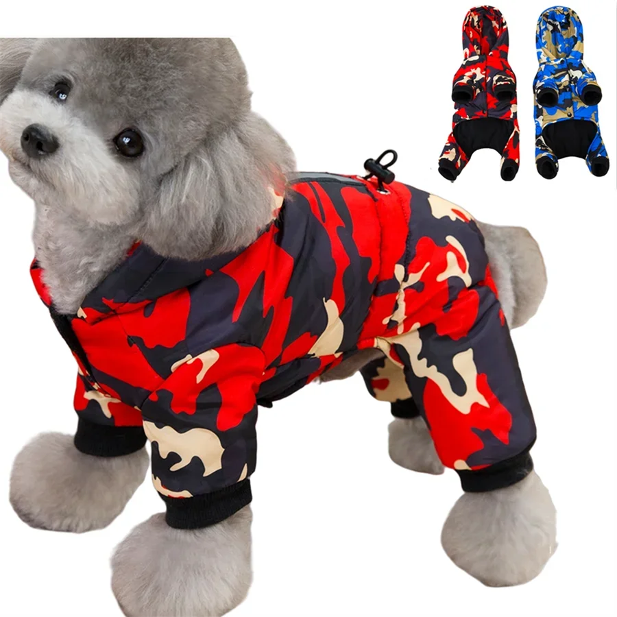 Dog Winter Thicken Coat Warm with D Ring Pet Jumpsuit Camouflage Puppy Jacket For Small Dogs Overalls Chihuahua Bulldog Costumes