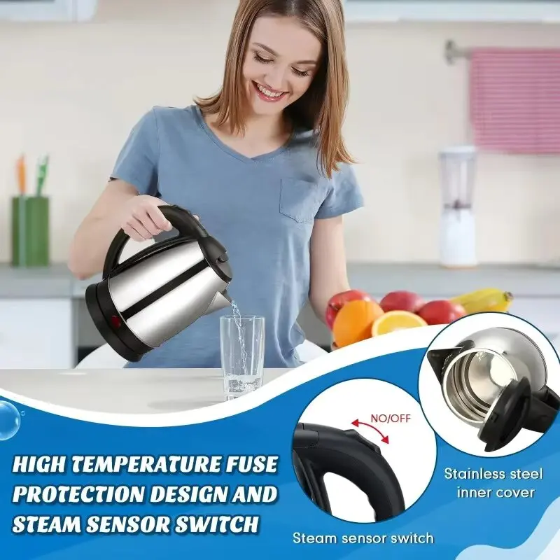 Bollitore elettrico per tè Bollitore elettrico da 2 litri Teiera elettrica Bollitore per acqua 1500W Macchina per il tè Tazza Teiera elettrica termica