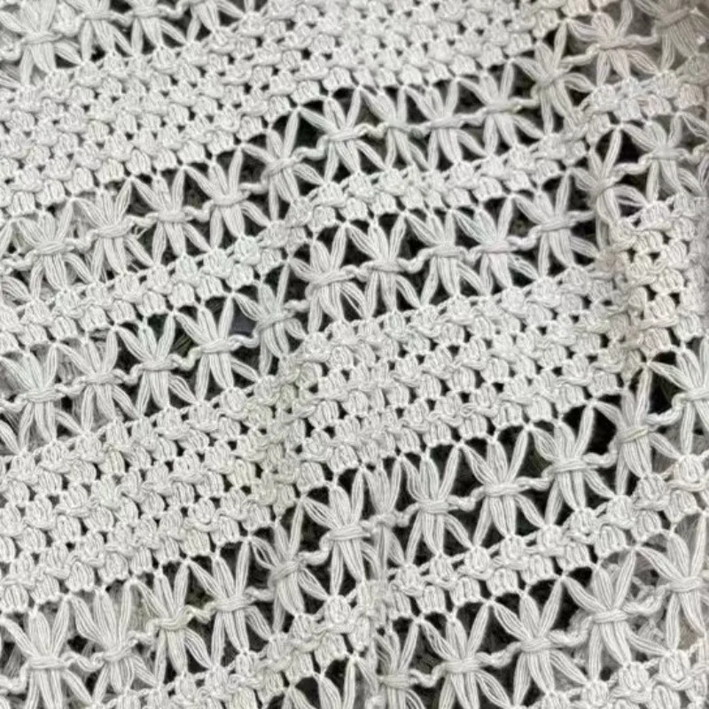 

10 Yard Breathable Fabric Woven Knitted Hollowed Eyelet Shaped Lace Fabric 1050cm Wide