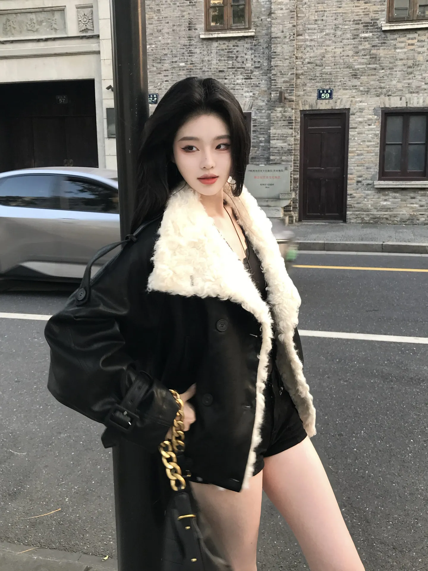 Slamb Wool Coat Winter 2026 Short Leather Jacket Women Thickened Warm Stand Collar Eco-friendly Fur Coat