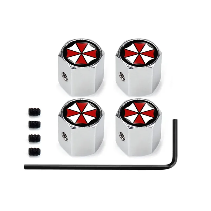 4Pcs Anti-Theft Wheels Valve Caps Covers Umbrella Corporation for Chevrolet Captiva Niva Aveolacetti Sonic Spark Cruz Ford Focus