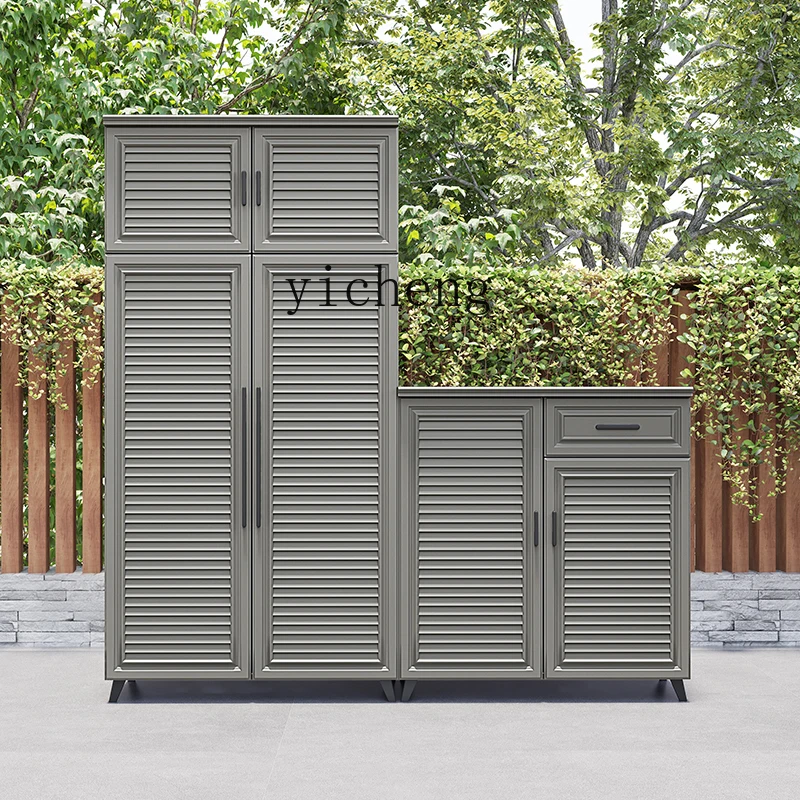 CF خزانة خارجية للحماية من المطر والشمس، سعة كبيرة، خزانة ذات سعة كبيرة، خزانة تخزين أدوات من سبائك الألومنيوم