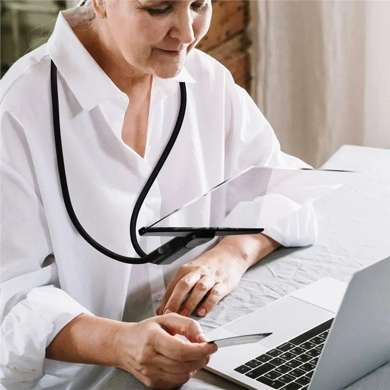 ABLG Flexible Gooseneck 5X Magnifying Visor-Wearable Hands-Free Magnifier For Reading, Wide-Angle Neck-Hanging Lens