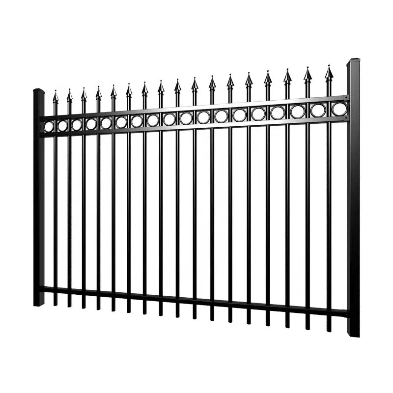 Black Powder Coated Residential and Commercial cheap wrought iron decorative metal fences panels fencing trellis & gates