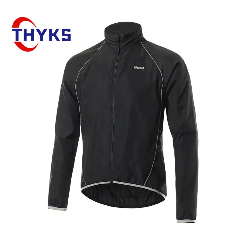 Men Outdoor Sports Running Jacket Multi-pockets Thin Windproof Waterproof Sun Proof Cycling Suit Reflective Strip Breathable Top