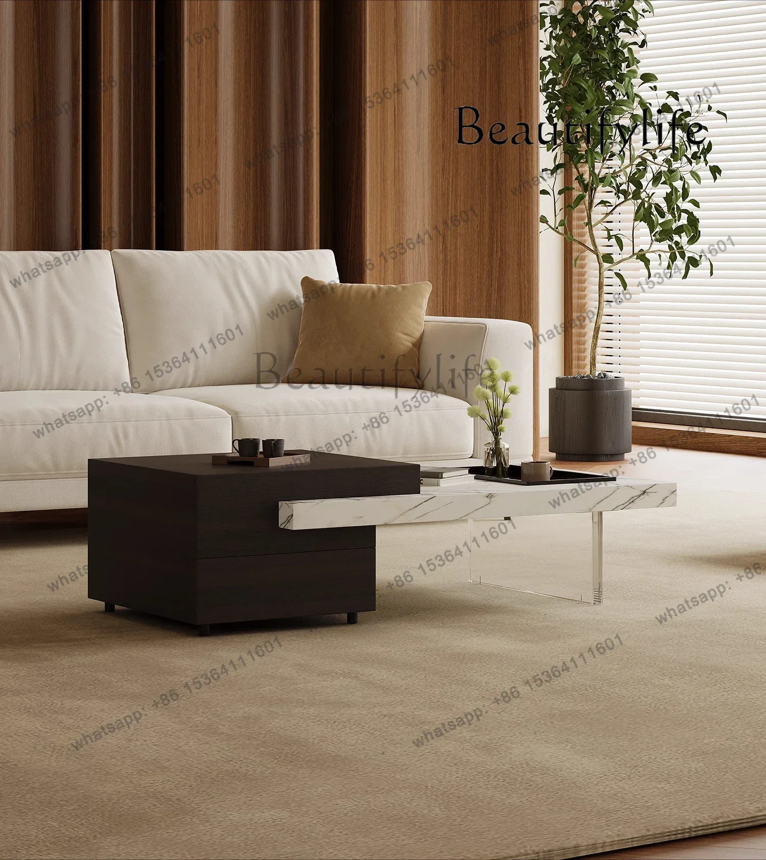 

household living room rectangular marble tea table American medieval style high-end coffee table