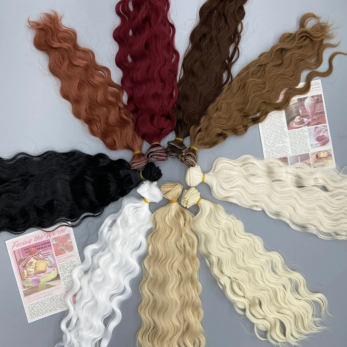 

1M*30CM BJD SD Doll Hair For 1/3 1/4 1/6 1/12 Dolls Wigs Water Wave Synthetic Fiber High-temperature Accessories