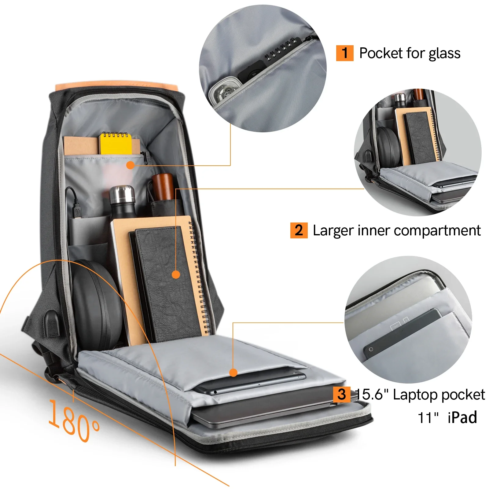 Kingsons Anti-Theft Laptop Backpack Travelling Laptop Backpack Commuter Backpacks Usb Charging School Laptop Bags For Teenages