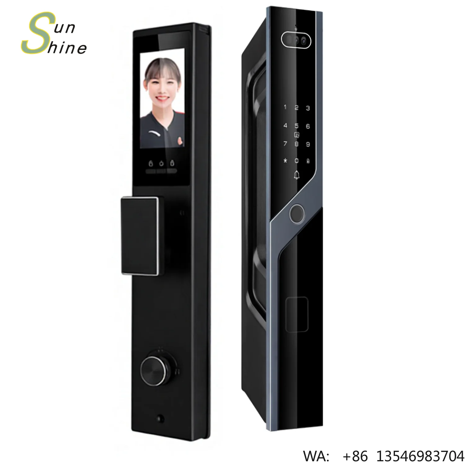 Tuya Modern V800 Face Recognition Smart Door Handle Lock Wholesale Black Aluminum Alloy Bluetooth WiFi Connected for Household