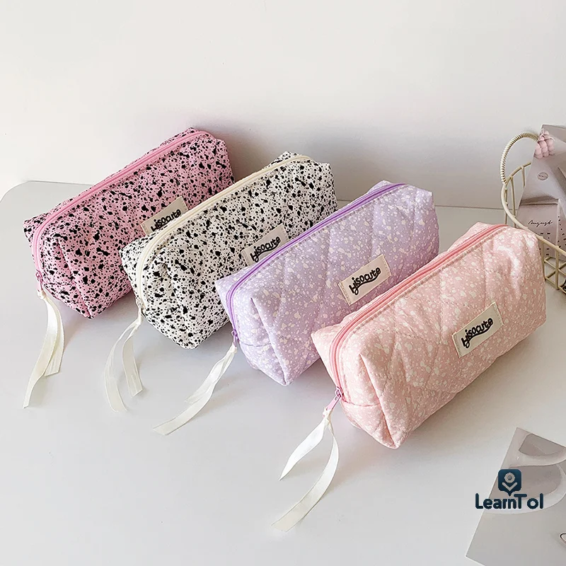 Ink-splashing Ribbon Pencil Case Makeup Bag Brush Data Cable Storage Bag Stationery Organizer Pen Bag