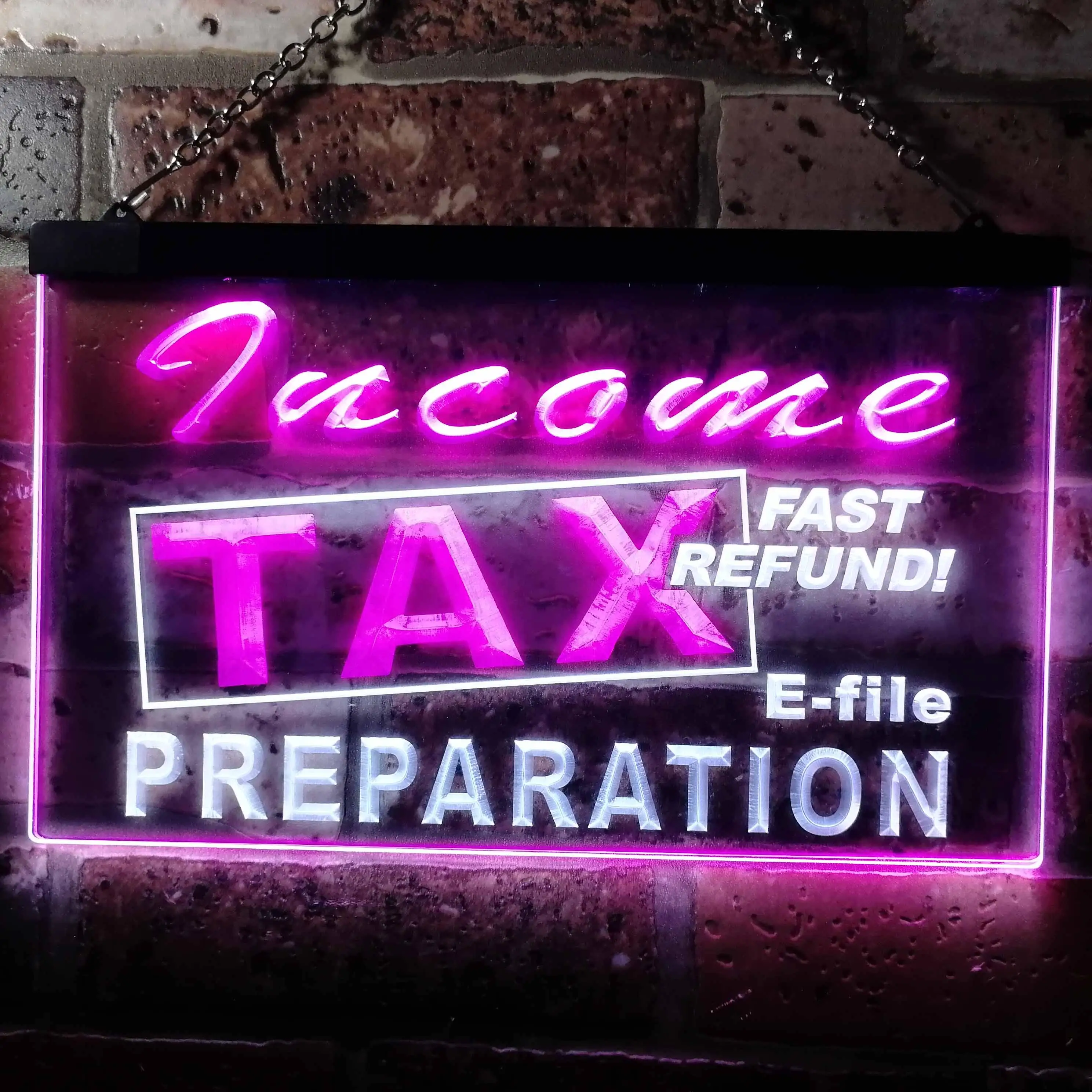 

Income Tax Preparation Fast Refund E-File Dual Color Led Neon Sign st6-j0694