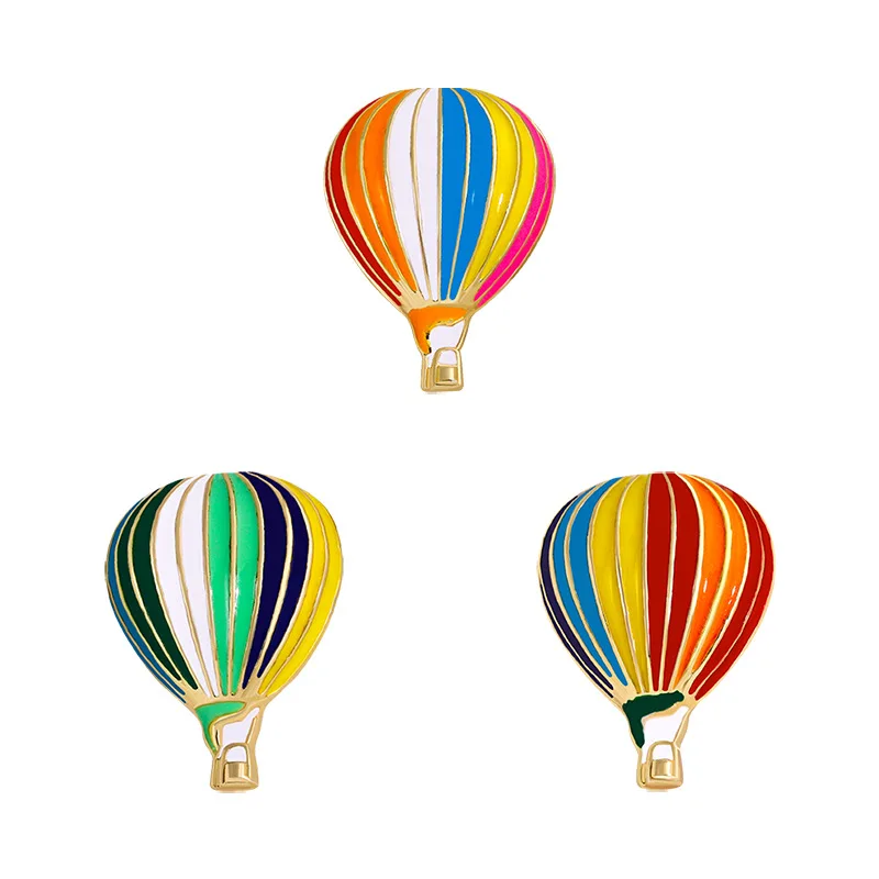Pin esmaltado de globo aerostático de arcoíris de dibujos animados, insignias de viaje coloridas, chapado, para ropa de moda, decoración de mochilas, regalos de joyería
