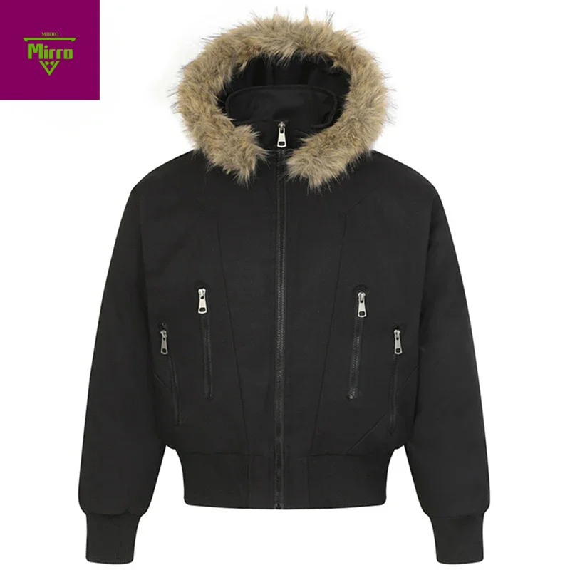 

Men's Winter Jackets Fur Collar Thicken Warm Parkas Coats Vintage Padded Jackets Outwear