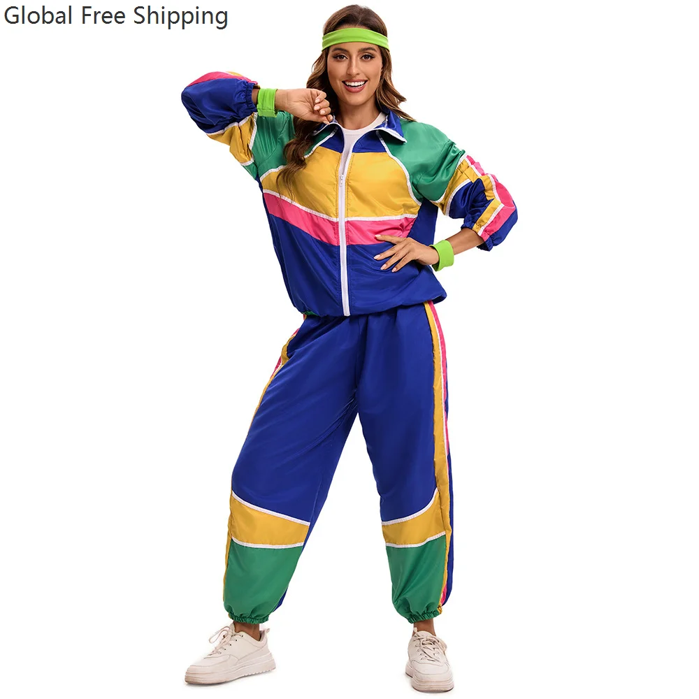 أزياء الهالوين للأزواج الهبي للنساء الذكور خمر 70s 80s روك ديسكو ملابس تنكرية الهيب هوب ديسكو الهبي زي 2026 #2