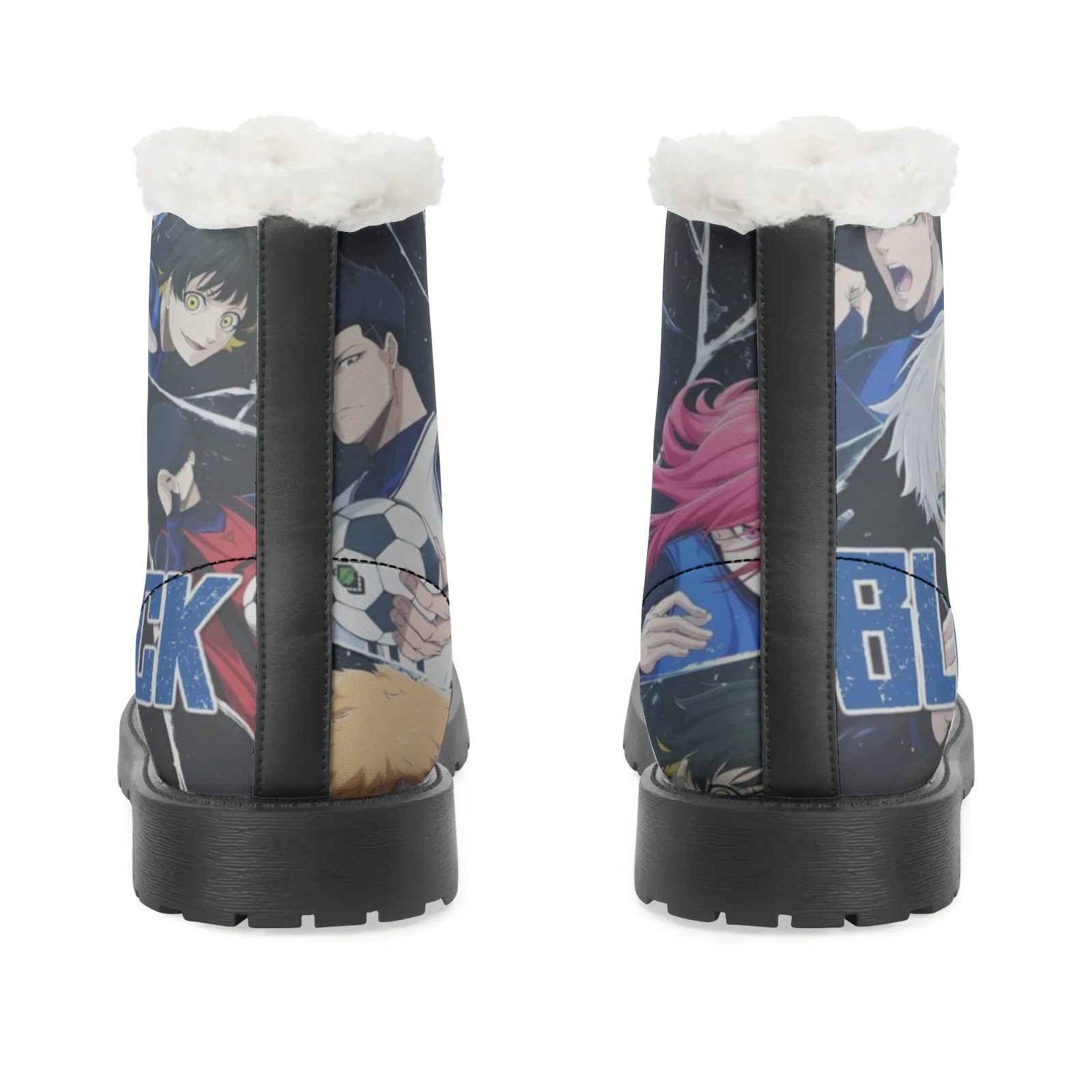 أنيمي الأزرق قفل أفخم الأحذية حذاء الثلج عالي الرقبة دافئ للرجال النساء الشتاء خارج الأحذية عدم الانزلاق عالية أعلى الأحذية حجم EU35-48