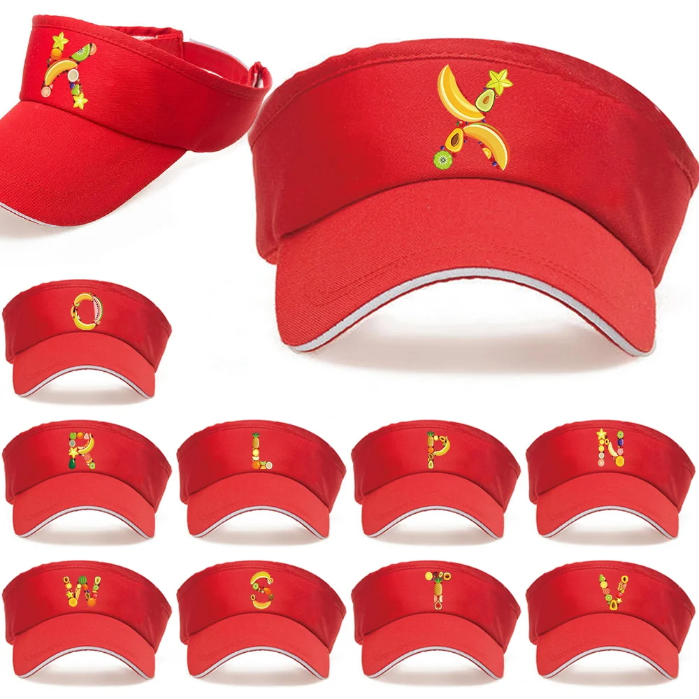 

Empty Top Hat New Era Winter UV Protection Red Visor Sun Hats Unisex Fruit Print Series for Running Golf Baseball Hat