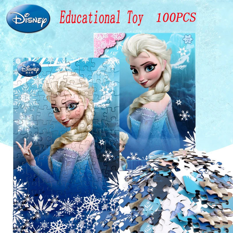 

100PCS Disney Frozen Puzzle Series Educational Toys Kids Action Figure Toy Mermaid Princess Snow White Cartoon Puzzles Girl Gift