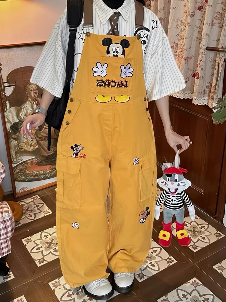 

Casual Miey Embroidery Wide Leg Jumpsuit Women's Loose Fit Summer Design Casual Denim Overalls High Waist Long Pants