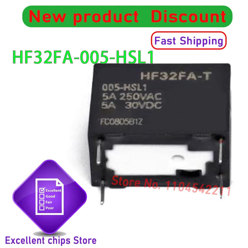 HF32FA-005-HSL1 HF32FA-012-HSL1 HF32FA-024-HSL1 Новое оригинальное силовое реле HF32FA/005-HSL1 HF32FA/012-HSL1 HF32FA/024 10 шт./лот