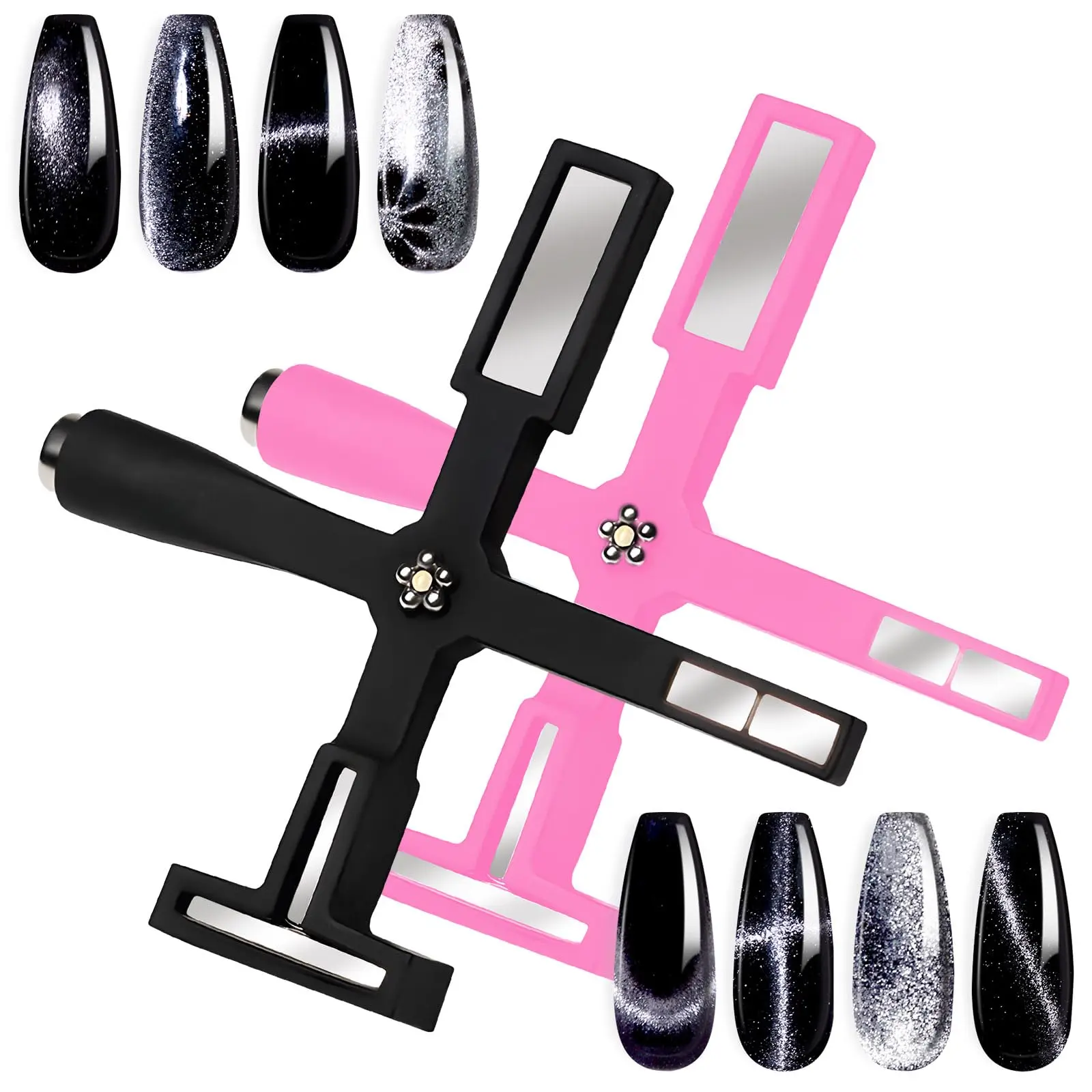 Cat's Eye Gel Nail Polish Five In One Magnet, Multi-Function Magnetic Nail Tool, Upgraded Cross Cat's Eye Magnet For Nail Design