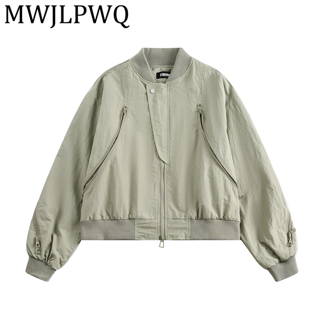 

MWJLPWQ 2025 осень-зима, новая бейсбольная куртка на молнии, мужская бейсбольная куртка в американском стиле с длинными рукавами, повседневные топы унисекс, модные 21384