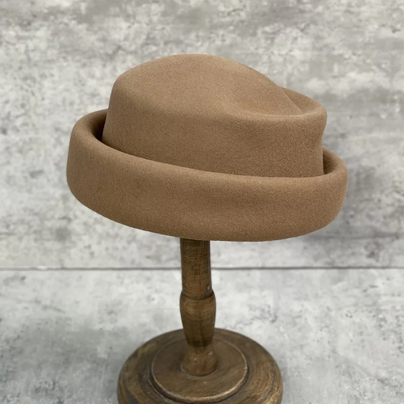 السيدات 100% الصوف قبعة ورأى قبعة الشتاء قبعة أسود أبيض المرأة فيدورا الرسمية روسيا قبعة الرجعية الفرنسية أنيقة #3