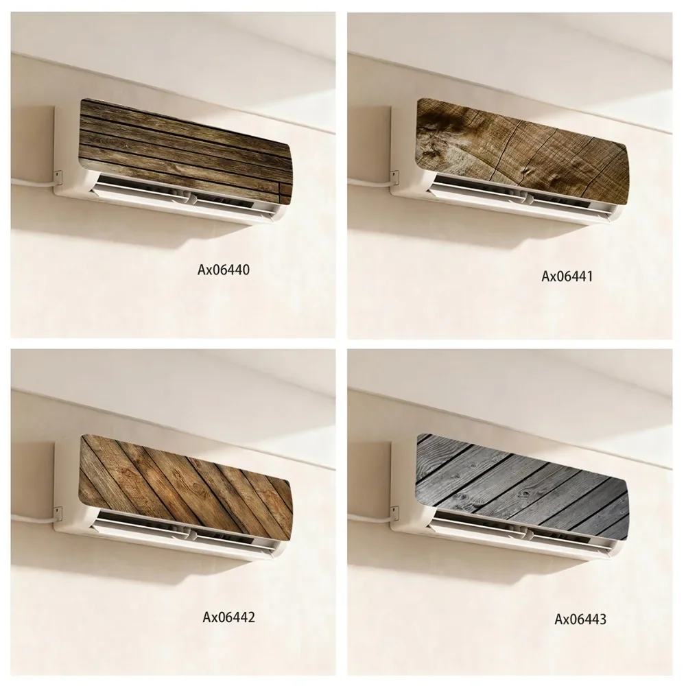 Weather‑Resistant Vinyl Retro Vintage Wood Grain Pattern Graphic Decal For Split Air Conditioner Unit Home Wall Decorations