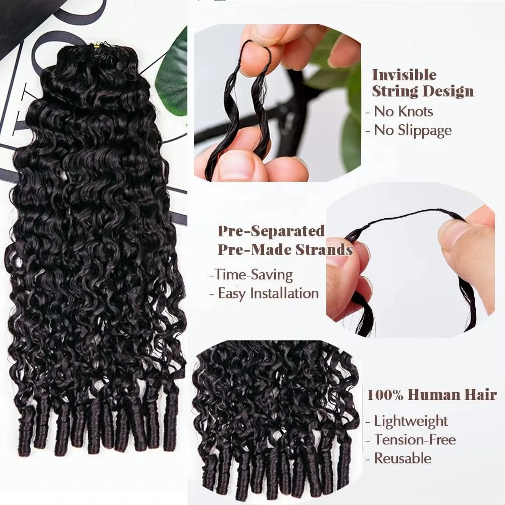Burmese Curly Feathered Human Crochet Hair For Braiding Boho Braids Human Hair Extensions Miracle Knots Crochet Human Hair