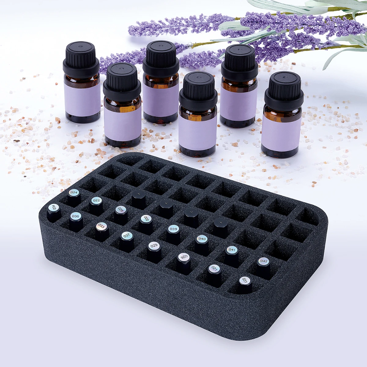 40 Slot Foam Pad Removable Bottom Divider Holds 40 Bottle15 Ml (0.5 FI.Oz）Bottles Of Nail PolishOr Essential Oil