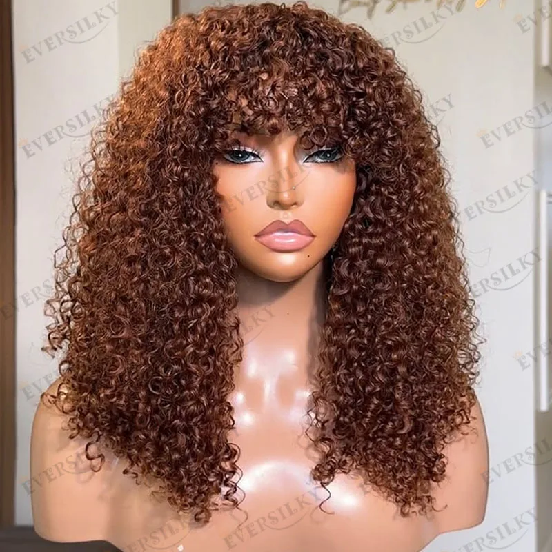 الزنجبيل أوبورن براون غريب مجعد 100% شعر الإنسان كامل الدانتيل الباروكات مع شعر الطفل شعري طبيعي مجعد هامش 5x5 HD الدانتيل الباروكات #1