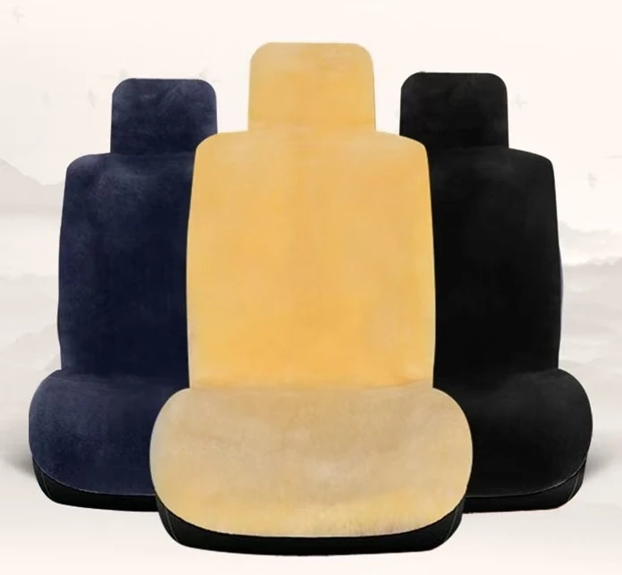 Universal Size Back Car Seat Cushions Shorn Wool Sheepskin Fur Car Seat Covers Full Set Luxury  5 Seat for Adult Man Women