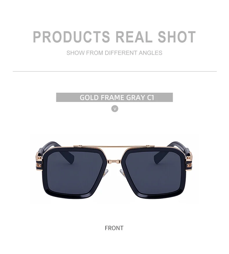 Übergroße Steampunk Quadratische Sonnenbrille für Herren, Luxusmarke 2026, Vintage Outdoor-Fahrsonnenbrille, Trendige Doppelbrücken-Sonnenbrille – Detail 8