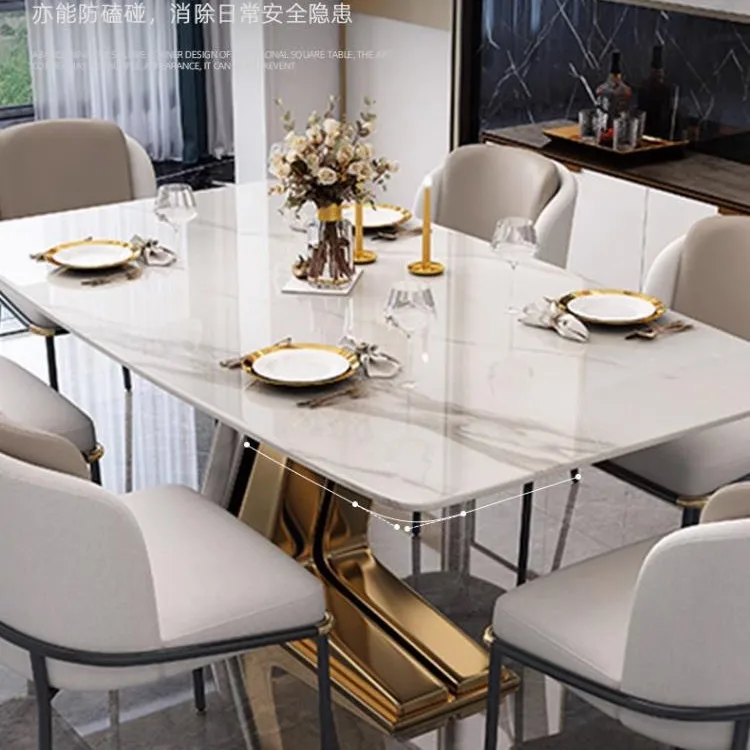 Glossy sintered stone dining table for small home use, creative rectangular dining table