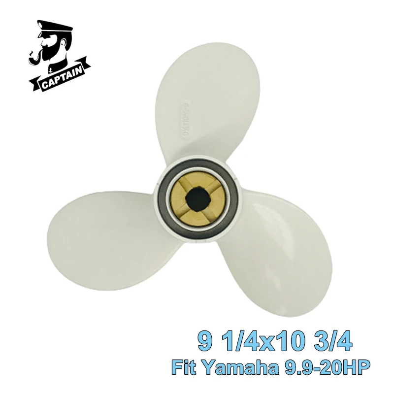 Captain Marine Boat Propeller 9 1/4x10 3/4 Fit Yamaha Outboard Motor Engine 9.9HP 15HP 20HP Aluminum Pin Drive Propeller 3 Blade