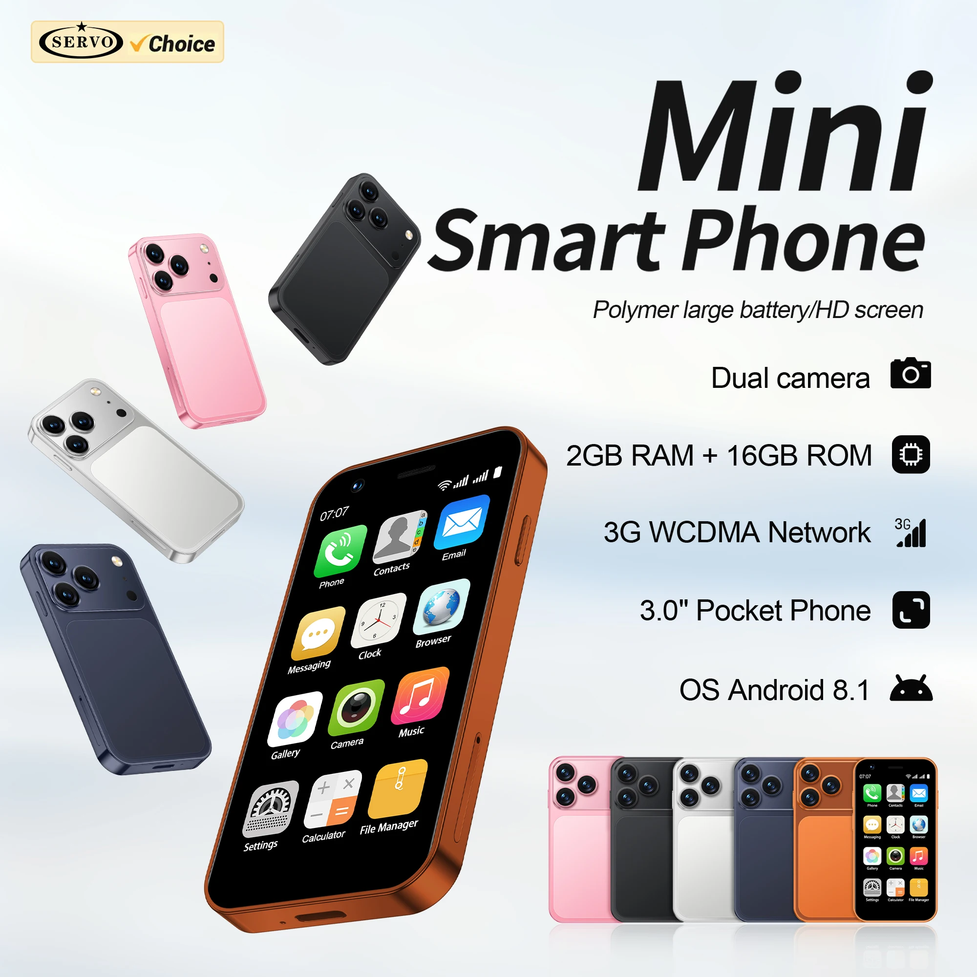 2026 SERVO 18SE MINI Small Smartphone 3G WCDMA Android OS Pl