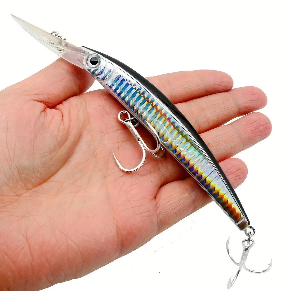 1 Stück hochwertiger, 26,5 g schwerer schwimmender Minnow-Köder zum Meeresangeln, harter Plastikköder, geeignet für Barsch und Barsch.