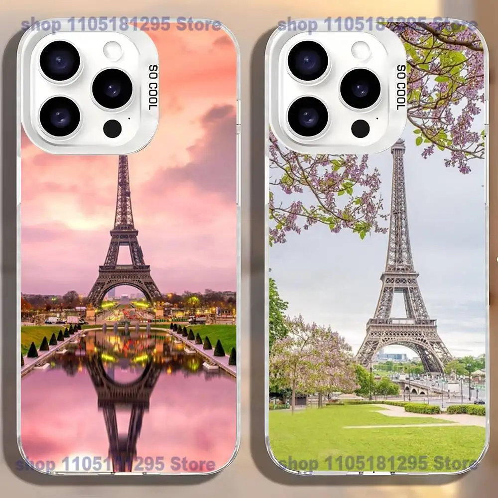 

Paris Art Eiffel T-Tower Phone Case For iPhone17,16,15,14,13,12,11,Mini,Pro,SE,MAX,plus,White Matte Shockproof Cover