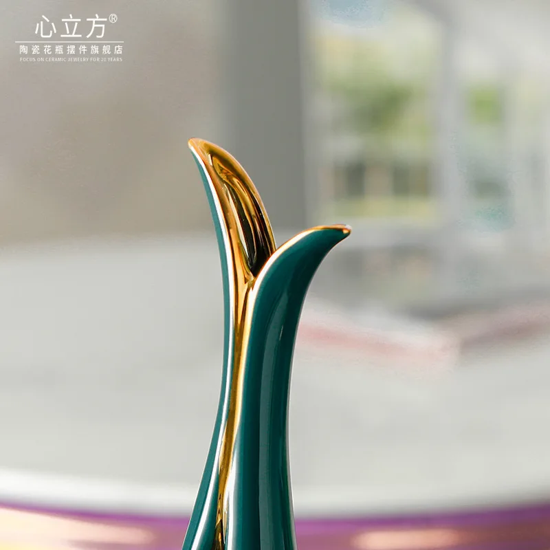 Modern simple vase light luxury ornament creative water drop-shaped decoration home decoration soft ceramic vase