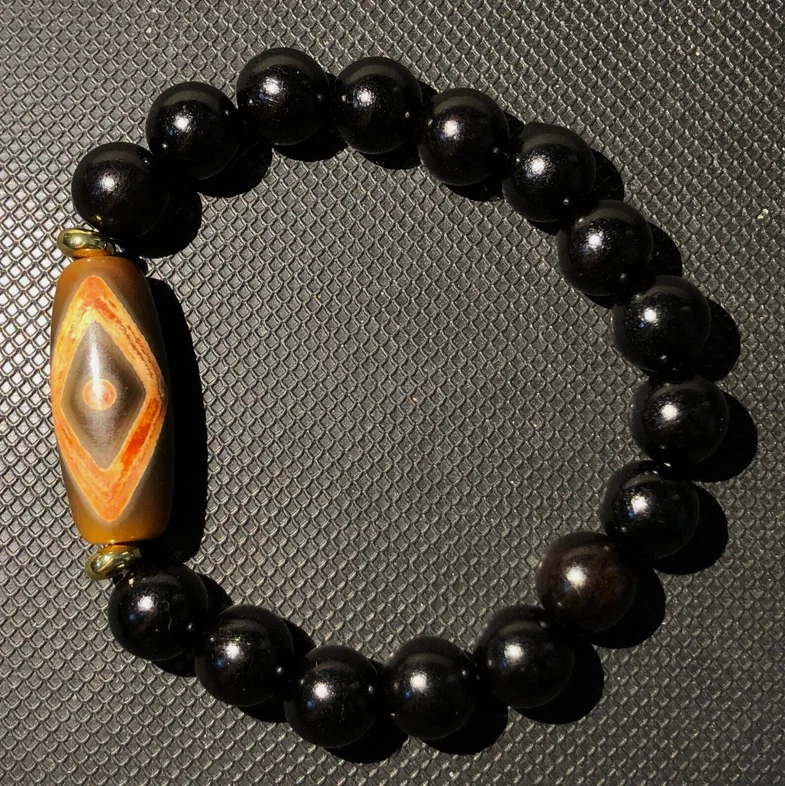 Amulette Tibétaine en Agate Rouge, 1 Œil, Étoiles, Totem, Perle DZi, Bracelet Magique, 12x29mm