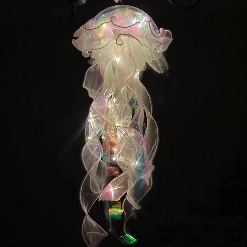 1Pcs Creative Jellyfish Lamp Jellyfish Hanging Decoration Wind Chimes Hanging Lantern Under The Sea Theme Birthday Party Decor