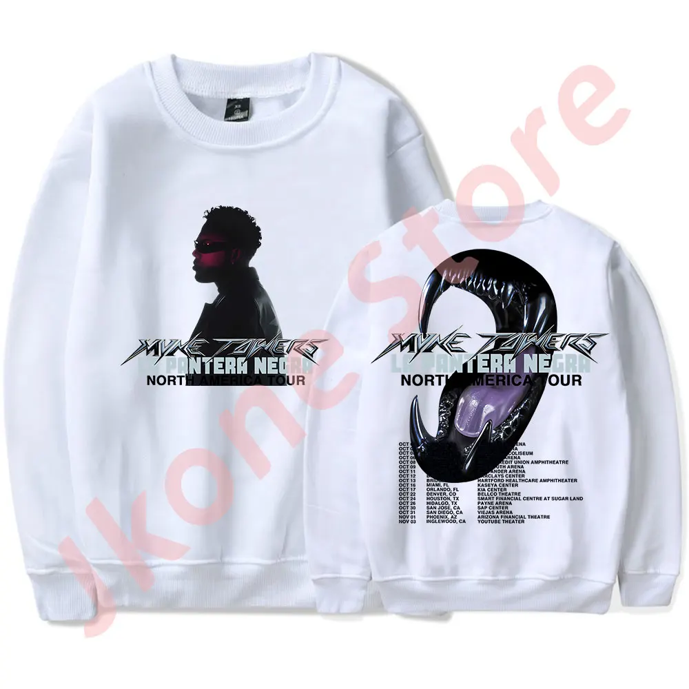 Myke Towers 2024 Tour Merch Long Sleeve T-Shirts Winter Women Men Fashion HipHop Crewneck Sweatshirts