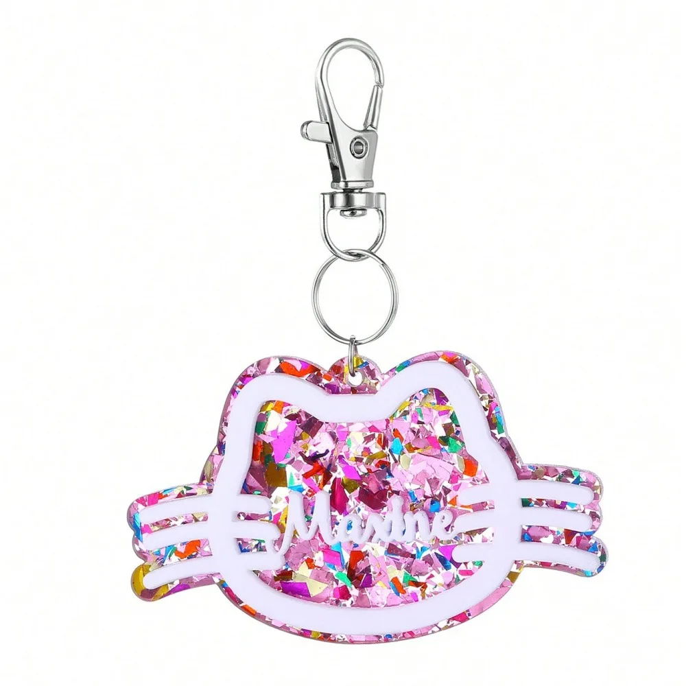 2025 أزياء لطيف الاكريليك القط القط للتخصيص اسم آخر نسخ طبقة مزدوجة قلادة شخصية هدية