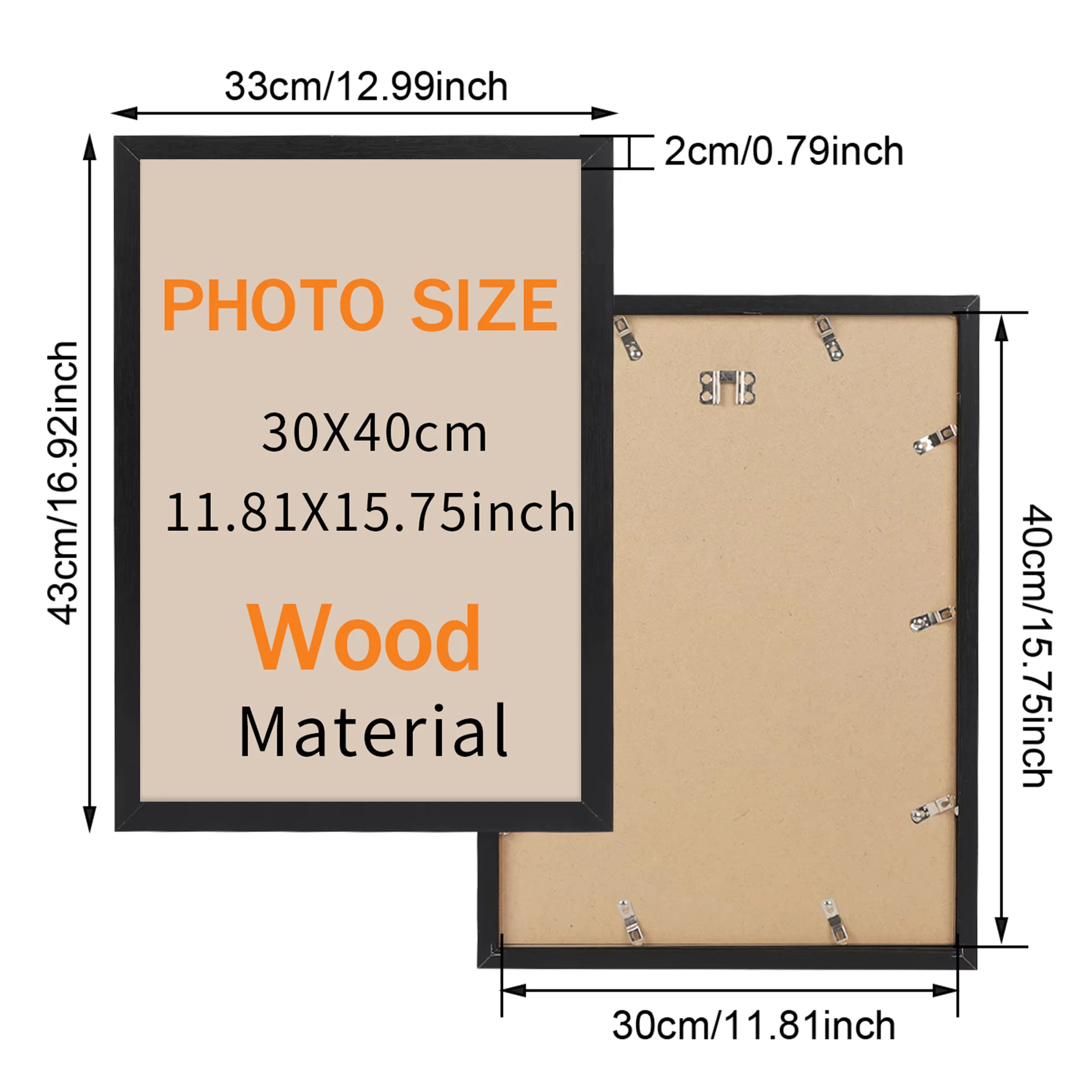 3 Colors 30x40cm Black White & Wood Grain Photo Frame Can Be Hung on The Wall Certificate Poster Canvas Painter for Home Decor