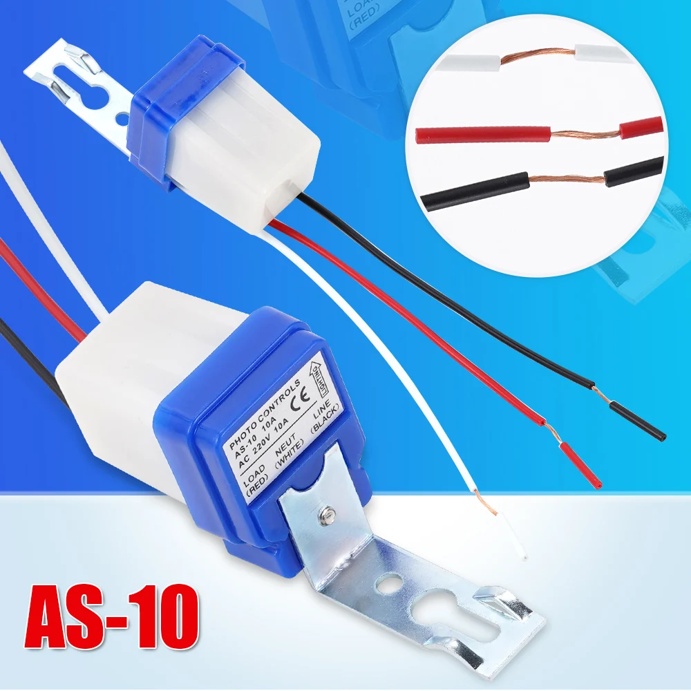 Sensor de interruptor de Control de luz de fotocélula de encendido y apagado automático CA 220V 10A Sensor de interruptor eléctrico controlador de farola al aire libre