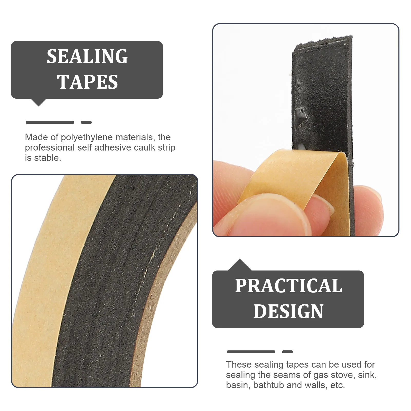 

10PCS Kitchen Anti Fouling Seals Polyethylene Self Adhesive Caulk Strips for Stove Sink Basin Bathtub Walls Soundproof Edge