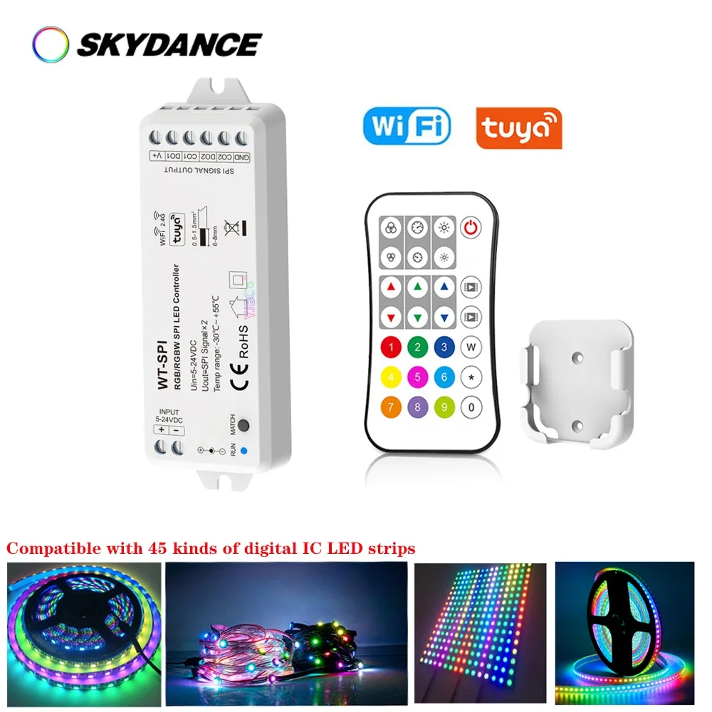 

WiFi Led Controller DC5V-24V RGB RGBW Led Strip Tuya Smart Life APP Remote for WS2812B WS2811 WS2814 SK6812 strip Light