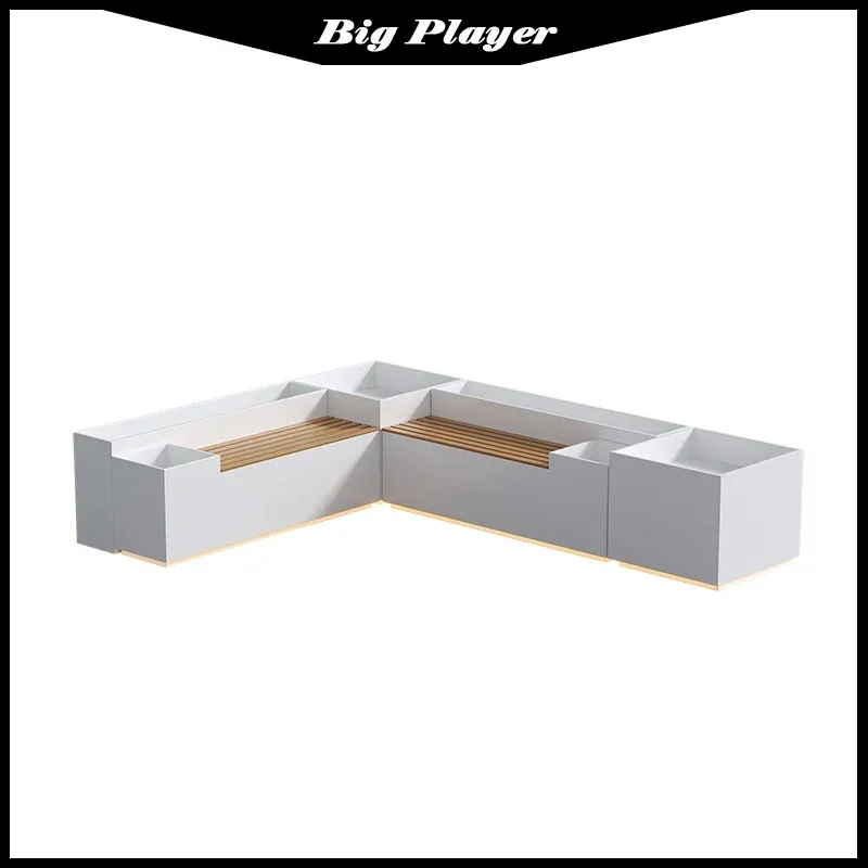 

Outdoor Stainless Steel Flower Box Seat Stool Combination Terrace Wrought Iron Planting Box Balcony Partition Fence