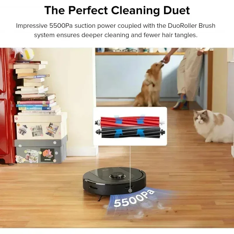 PMD4-roborock Q5 Pro Robot Vacuum dan Mop Combo, Daya Hisap 5500Pa, Sikat DuoRoller, Navigasi LiDAR, Robot Vacuum Cleaner dengan 770ml